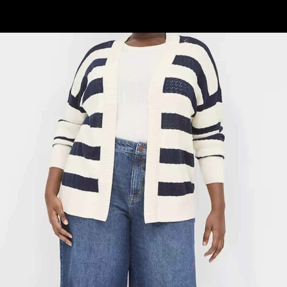 Striped Women's Sweater - Navy and Cream